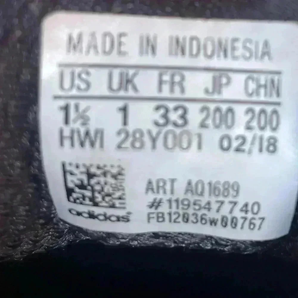 Adidas kids Cloudfoam Pure Running Sneakers Black White AQ1689 Kids Sz 1.5 used - Picture 9 of 9